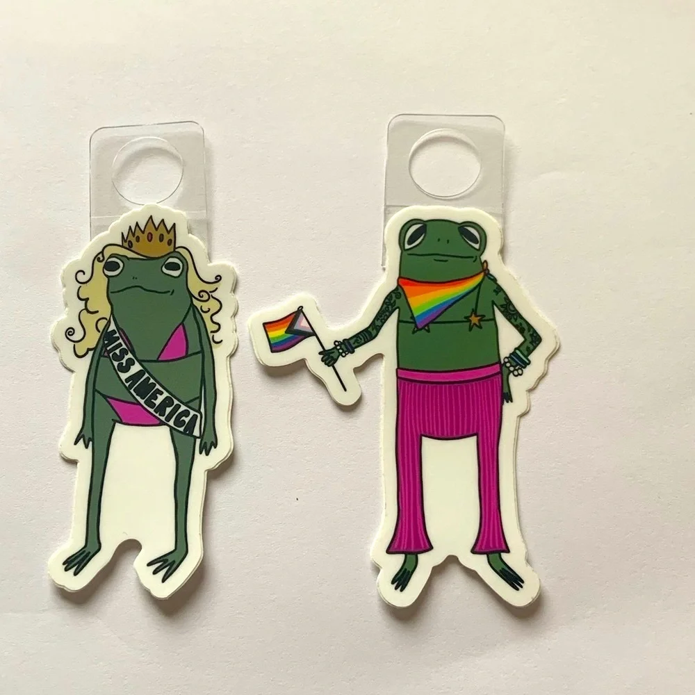 Frogs doing stuff sticker
